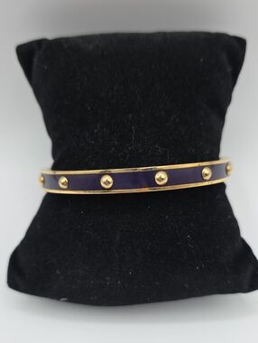 Coach Purple Enamel Gold-Tone Stud Bangle Bracelet